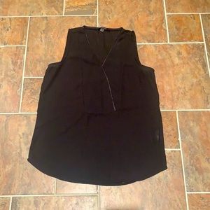 August Silk Sleeveless V-Neck Black Top